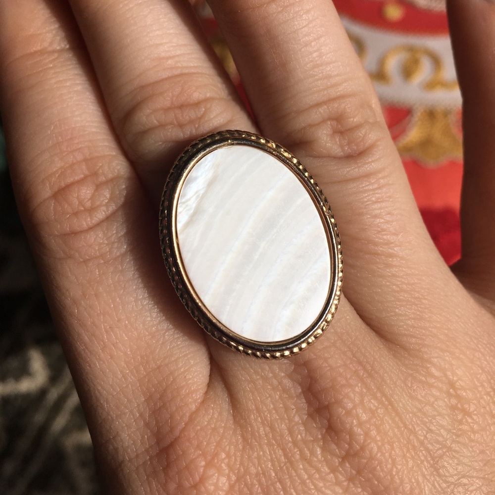 Faux Mother of Pearl cocktail ring